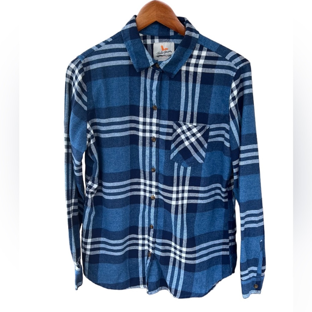 Field & Stream Blue Plaid Flannel Shirt Button Up Cotton Blend Women’s Medium